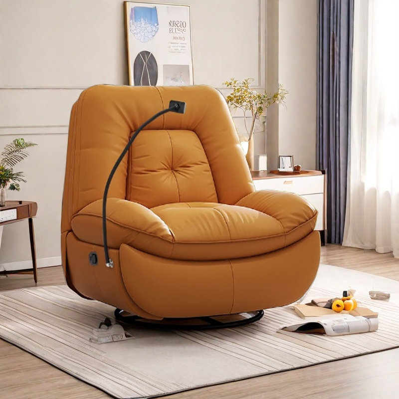 Sulley Faux Leather Recliner, Orange