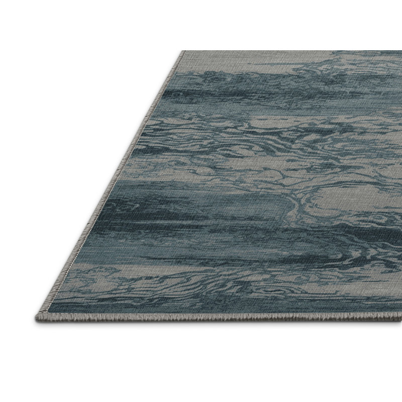 Machine Washable Abstract Gray Area Rug, Rectangle 6' x 9'