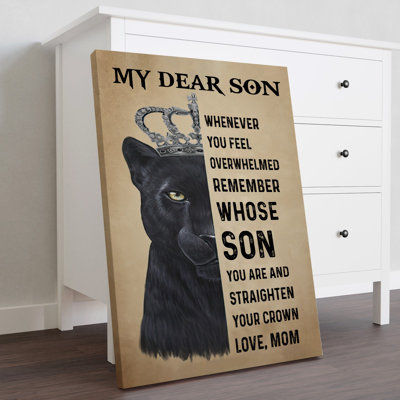 «Black Panther», toile tendue avec châssis «My Dear Son», pour décor de fils, noir et beige