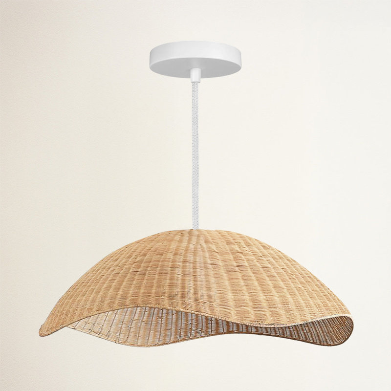 Nana Outdoor Rattan Pendant Light - Large Natural Resin Dome 1-Light Handmade Adjustable Outdoor Ceiling Light For Covered Patio, Entryway In Coastal, Farmhouse, Country & Rustic Style