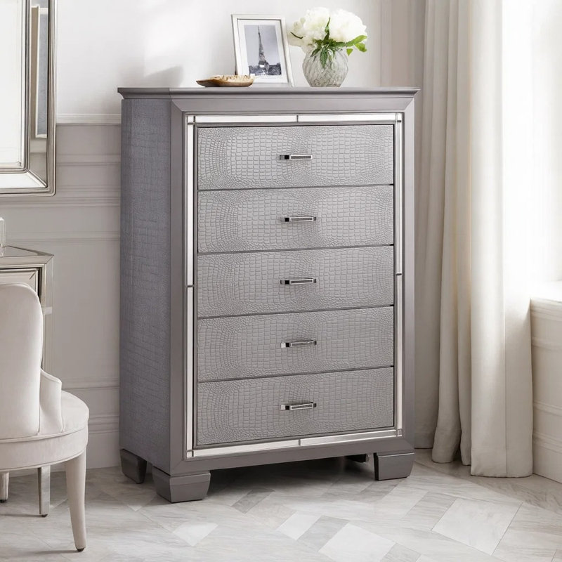 Commode 5 tiroirs Galle, Argent
