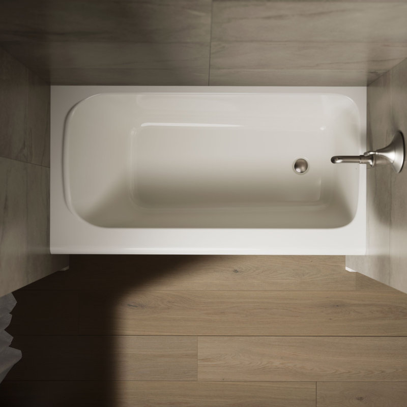 Avec 60 In. X 32 In. Alcove Bath, Right Drain, Off White, Right