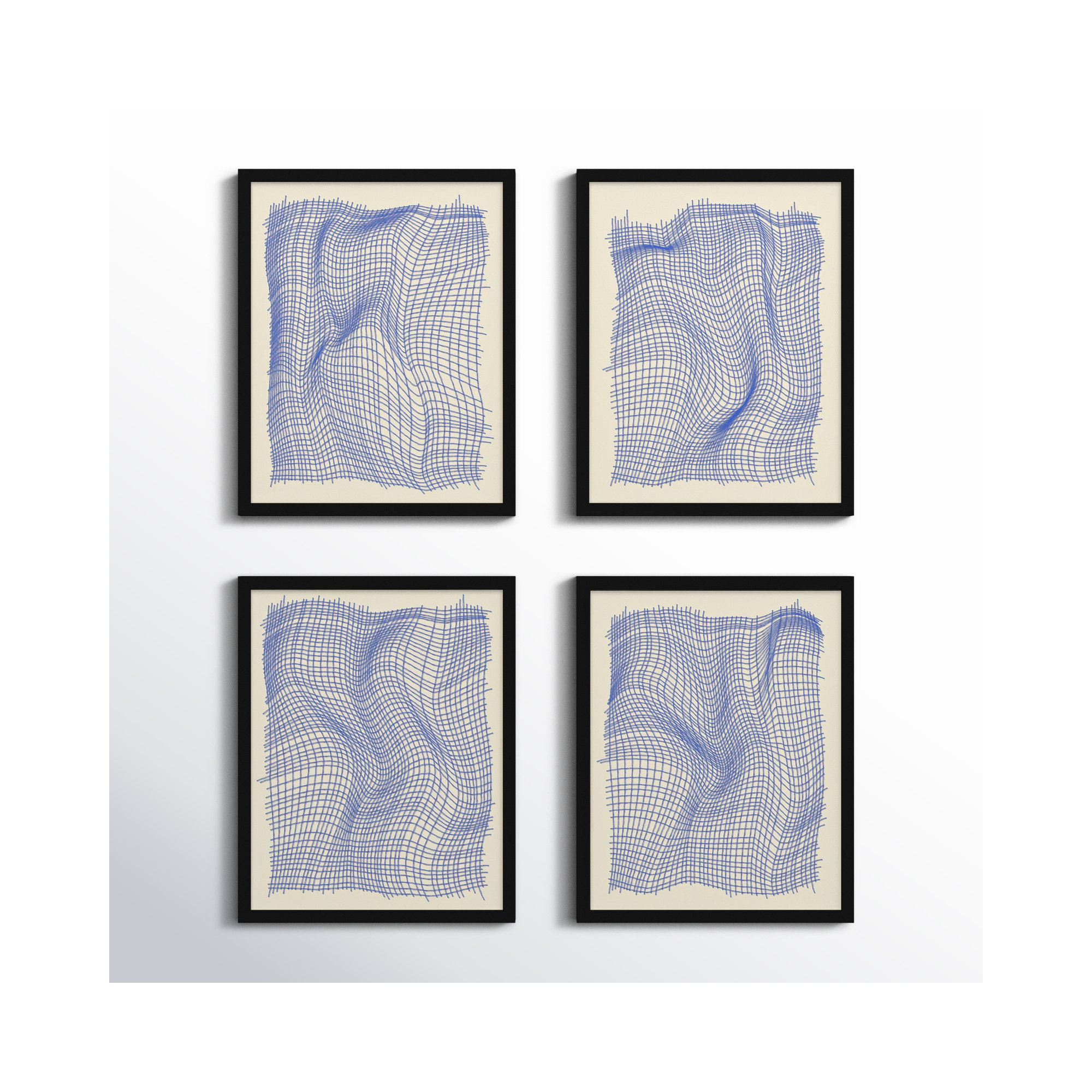 Netting by Jacques Pilon, Black Single Structure Framed Paper, 20" H x 64" W x 1.25" D