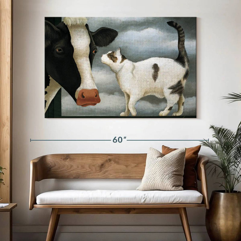 Chat et vache, H 34 po x l 51 po