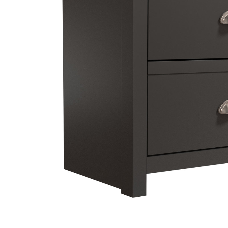 Commode double 6 tiroirs l 46,1 po Bhure, Noir / chêne noueux