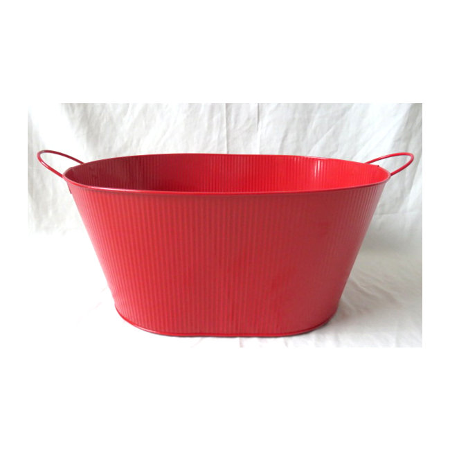 Red With Lines And Ear Handles Bucket