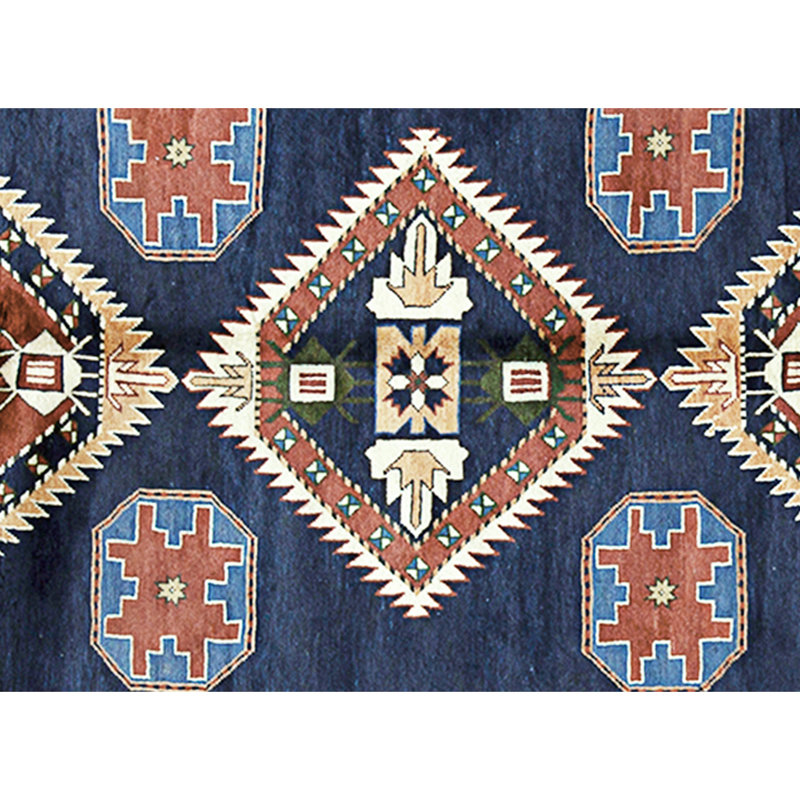 High-Quality Hand-Knotted Navy And Rust Area Rug