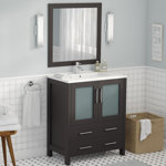 Brescia 30" Single Sink Freestanding Bathroom Vanity with Ceramic Top and Matching Mirror