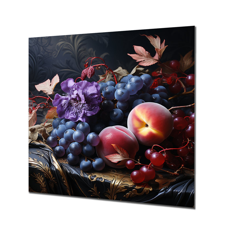 Renaissance, peinture d'un prunier III - fruits, art mural en métal, H 29 po x l 29 po x P 1,5 po