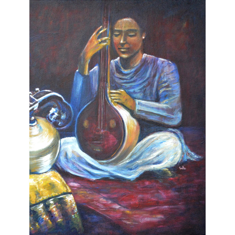 Musiciens jouant du Veena et du Tamboora | Acrylique sur toile | Par Usha Shantharam