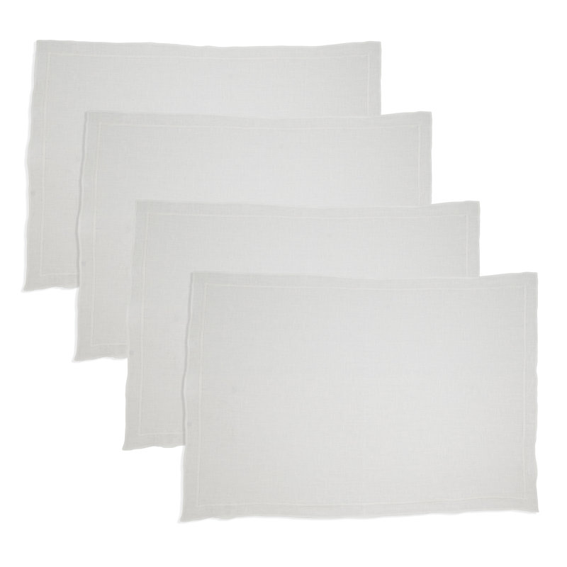 Stonewashed Overlock Edge Placemat (Set of 4), Ivory