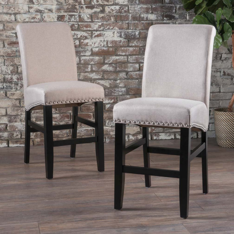 Tabourets de bar d'une hauteur de 25 po, structure en bois, Tabouret de comptoir (siège d'une hauteur de 25 p, Gris