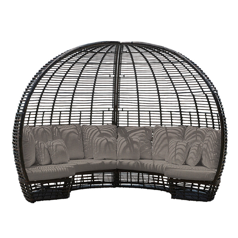 Nexus Outdoor - Seat Patio Daybed, Spectrum Graphite Sunbrella® Plainweave, Black Mushroom