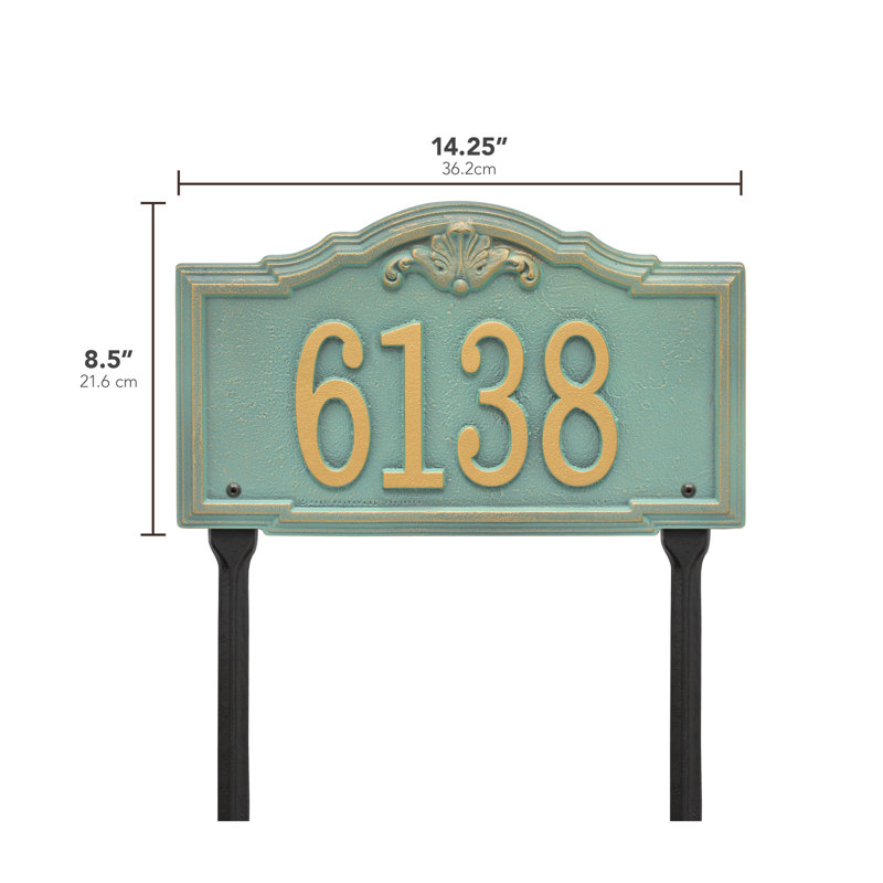 Gatewood Personalized Standard 1-Line Lawn Address Sign, Bronze/Verdigris, Yes