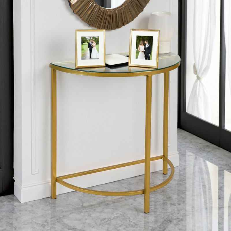 Elegant Gold 29-Inch Half Round Console Table with Space-Saving Design