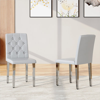 Comfort Dining Chairs Set Of 2 Pu Leather Metal Modern Home Dining