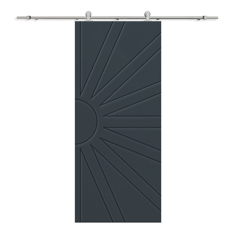 Porte de grange à panneaux et en bois avec quincaillerie d'installation, 36 po x 96 po, Gris anthracite, Acier inoxydable