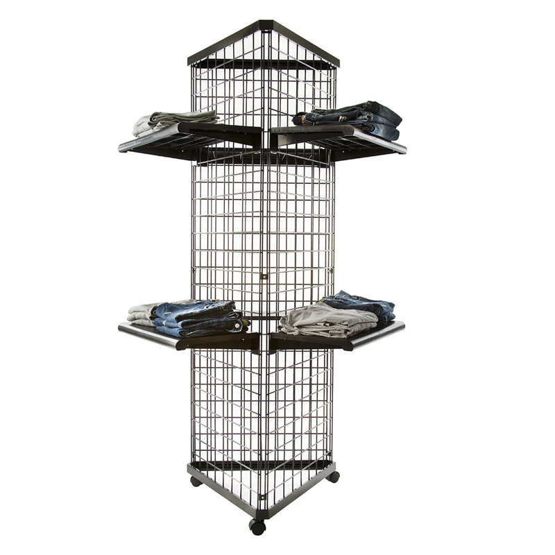 21'' W Metal Merchandiser with Wheels, Black
