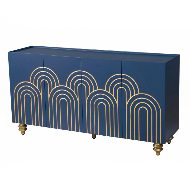 Buffet cannelé avec tablettes réglables, Marine