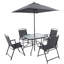 Ensemble de salle à manger d'extérieur pour 4 personnes, ensemble de table et chaises en métal avec parasol, noir