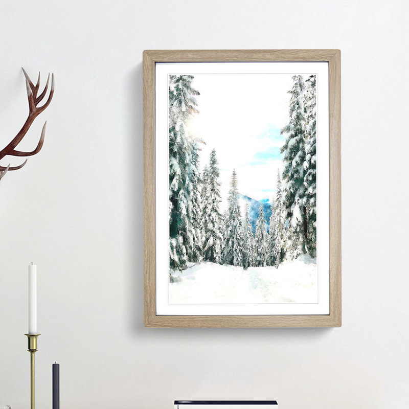 Winter Trail - Single Picture Frame Painting on MDF, 87cm H x 62cm W x 2cm D, Oak Framed