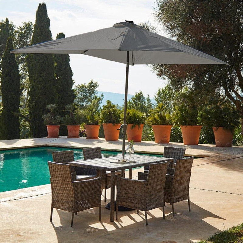 Renfoe 6 - Person Wicker Patio Dining Set with Rectangular Table , Cushions Included, Grey