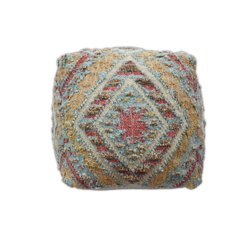 Upholstered Pouf, Mustard Jute