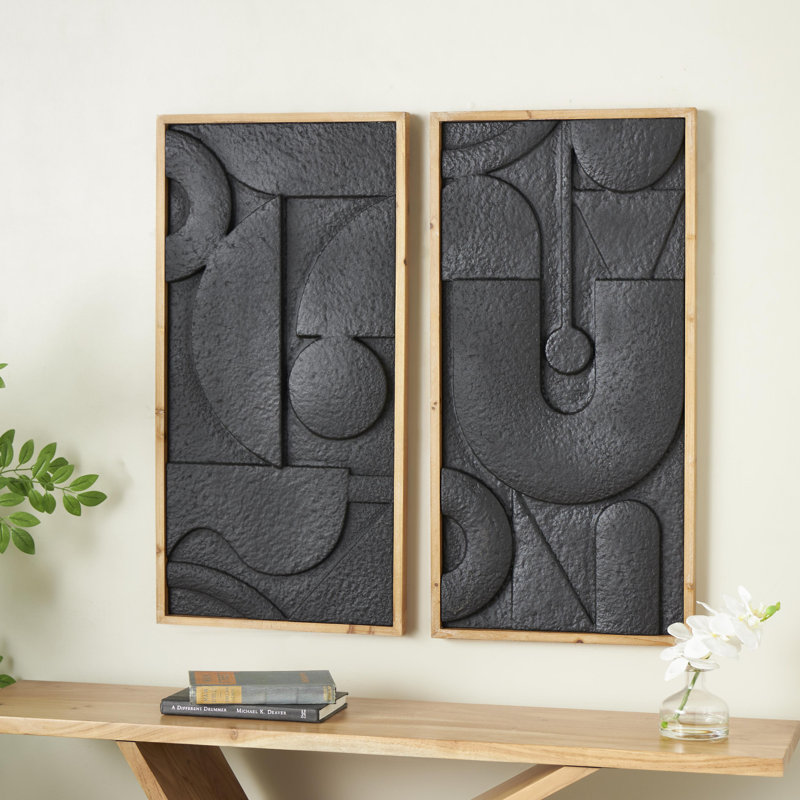 Metal Geometric Black Wall Decor Set