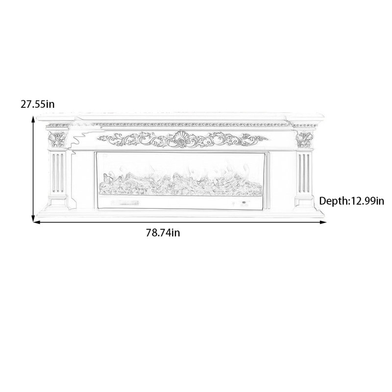 Esmon, H 27,55 po x l 78,74 po x P 12,99 po, Blanc