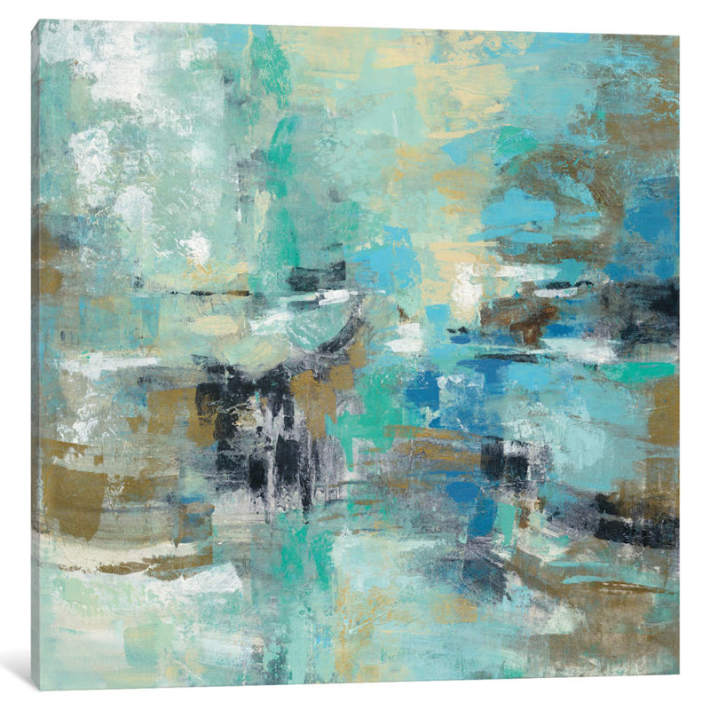 Fjord Reflections by Silvia Vassileva - Painting on Canvas, 45.72 cm H x 45.72 cm W x 3.175 cm D, Wrapped Canvas