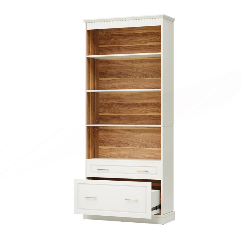 4-Tier Bookcase with 2 Drawers, Storage Organizer