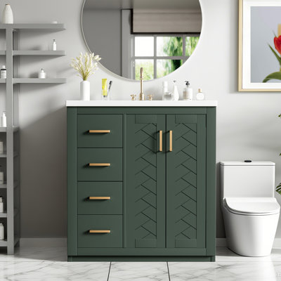 Kokkina 30'' Bathroom Vanity With Ceramic Sink