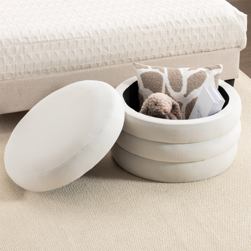 Repose-pieds rond avec repose-pieds en velours