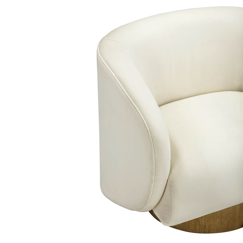 Fauteuil d'appoint pivotant en velours crème Glaser
