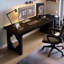 Bureau rectangulaire en bois massif noir-997106702
