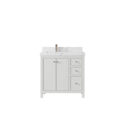 Meuble-lavabo simple 36 po avec comptoir en quartz Chicago