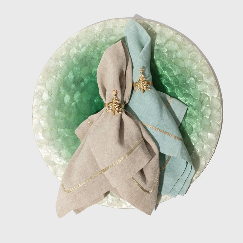 Linen Square Napkins, Sea Foam