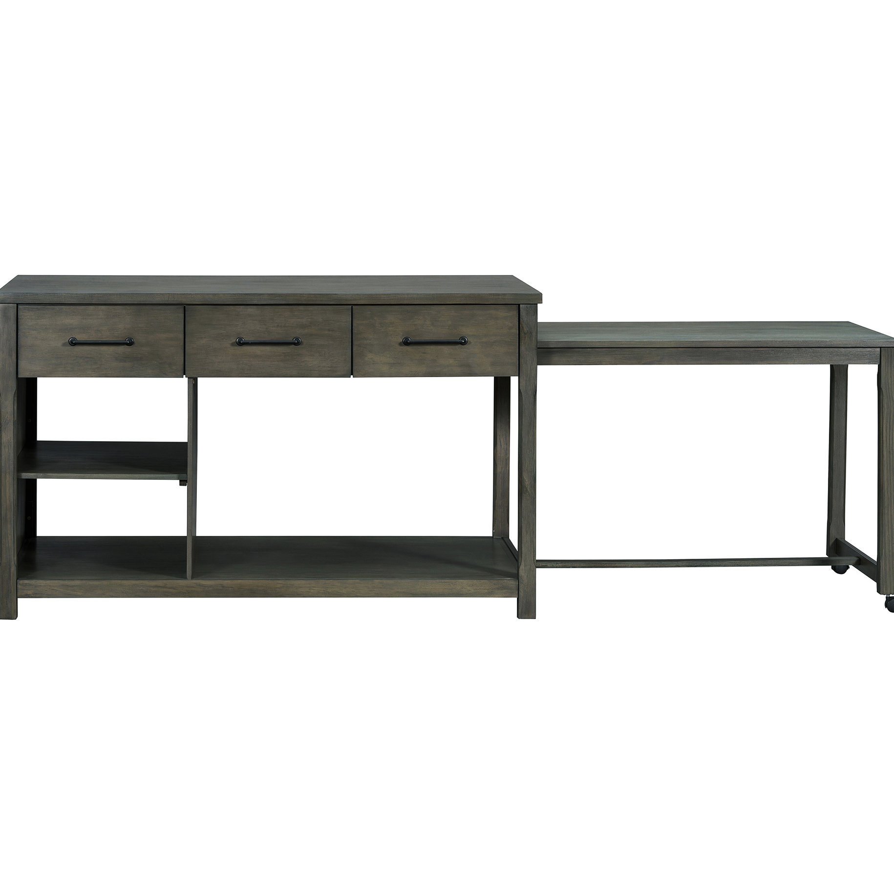 George Oliver Gray Kitchen Island With Storage. Expandable Work Surface ...