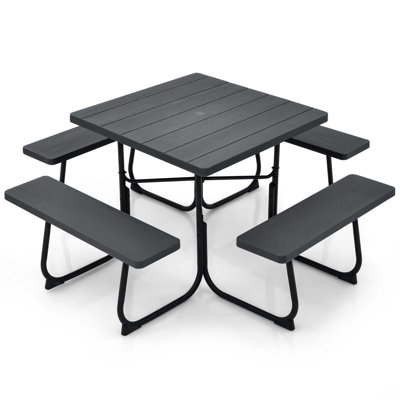 Biaca 8 - Person Patio Dining Set Umbrella Hole Included Square Table