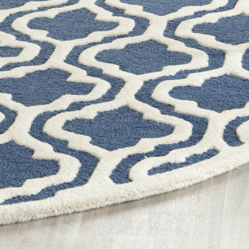 Tapis bleu marine / ivoire Ruben, Rond 8 pi