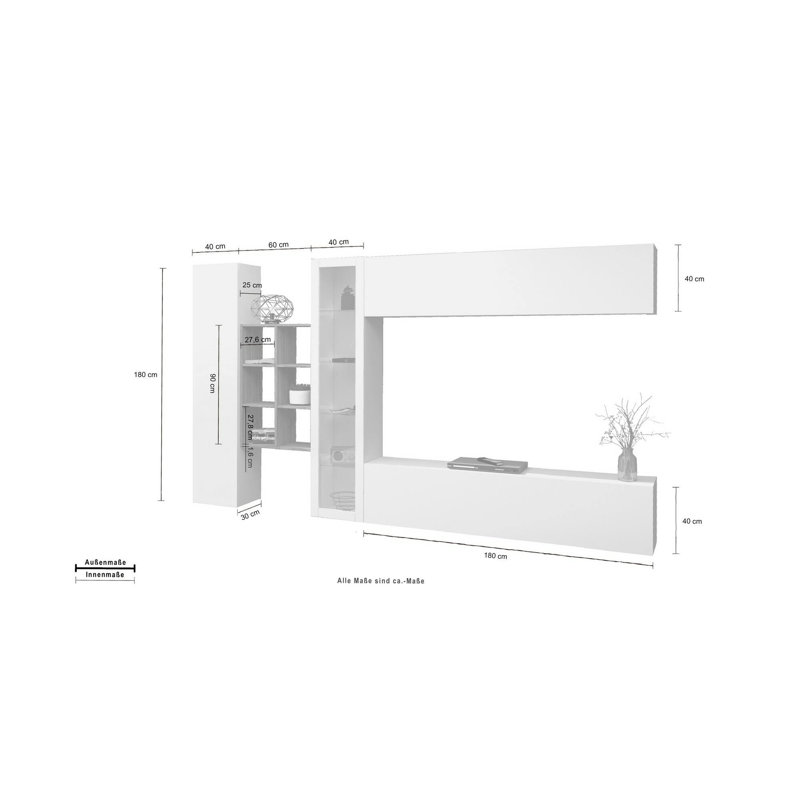 Calisto Rectangle Accent Cabinet, Glossy White/Maple