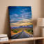 Toile «A Long Winding Asphalt Road Stretches Through A Vast Desert», art mural, paysage encadré de roches rouges-1609631410