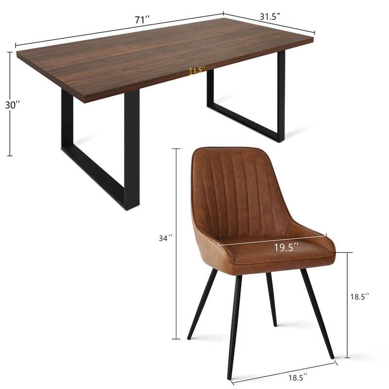 Bhagirath 6 - Person Four Leg Dining Set, Walnut, Brown