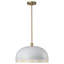 Luminaire suspendu en forme de dôme creux - cadre en métal à 3 lumières, réglable de 12 à 90 po, finition dorée / blanche-118676051-118676049