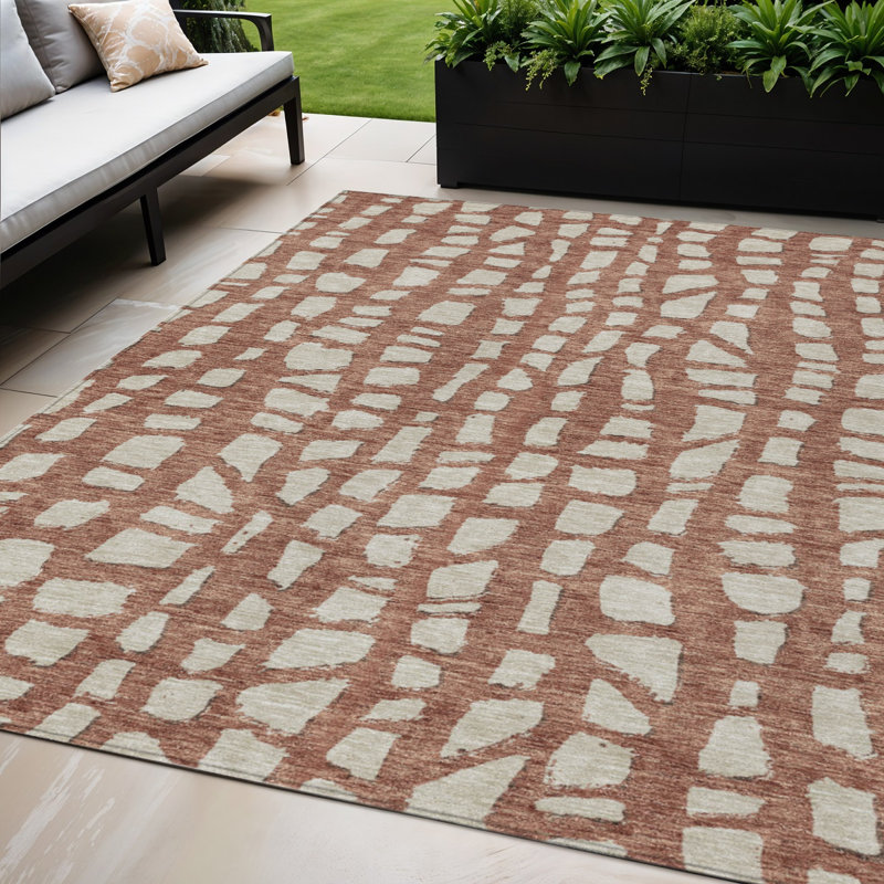 Tapis extérieur lavable abstrait orange 5 pi x 8 pi