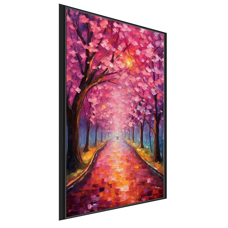 «Sakura Cherry Blossom Delight» du Japon, peinture sur toile à cadre flottant, H 33,5 po x l 21,5 po x P 2 po
