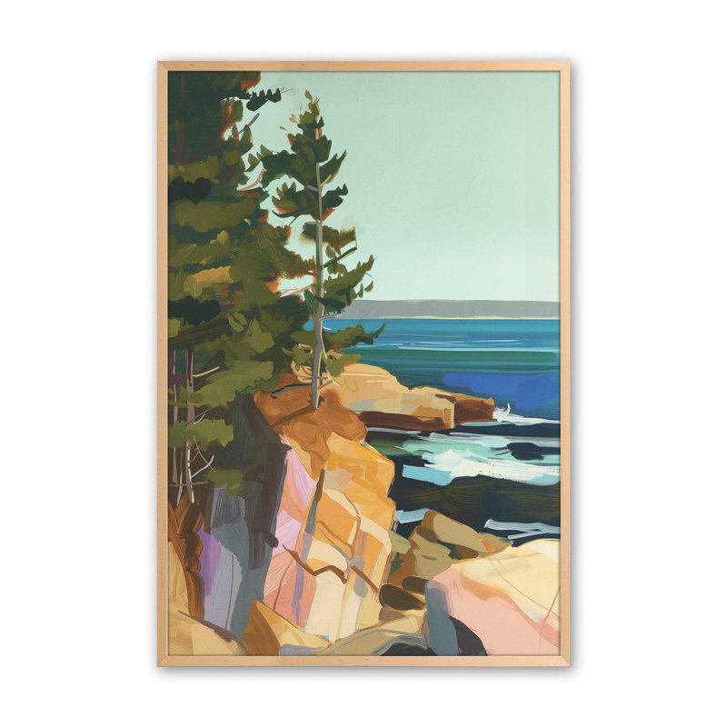«Seacliff Whispers V1», impression encadrée sur papier par Azure Artisanal Studio, Érable brut, H 25 po x l 19 po x P 1,25 po