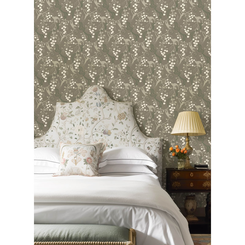 Linden Black Jungle Canopy Wallpaper, Gray