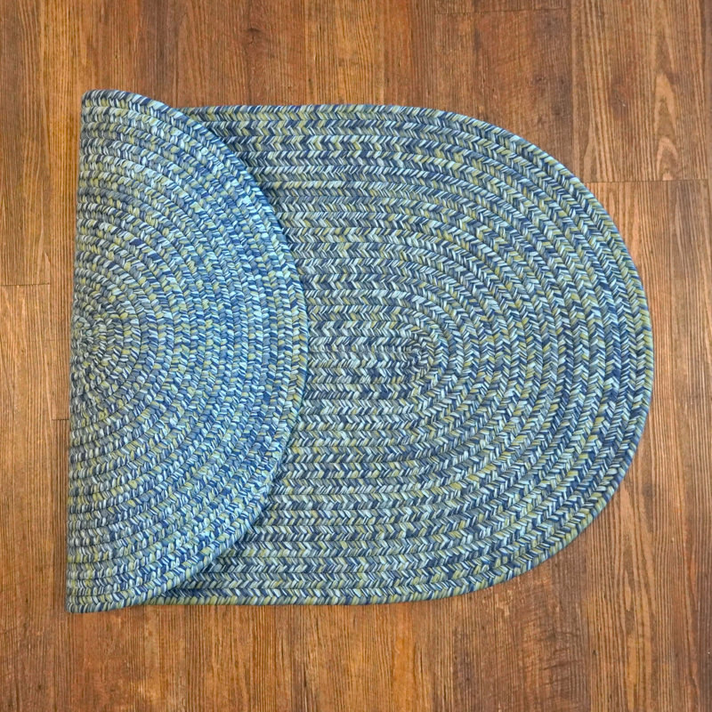Tapis intérieur / extérieur en tweed bleu Chadarius Coastal, Ovale 3 po x 5 po