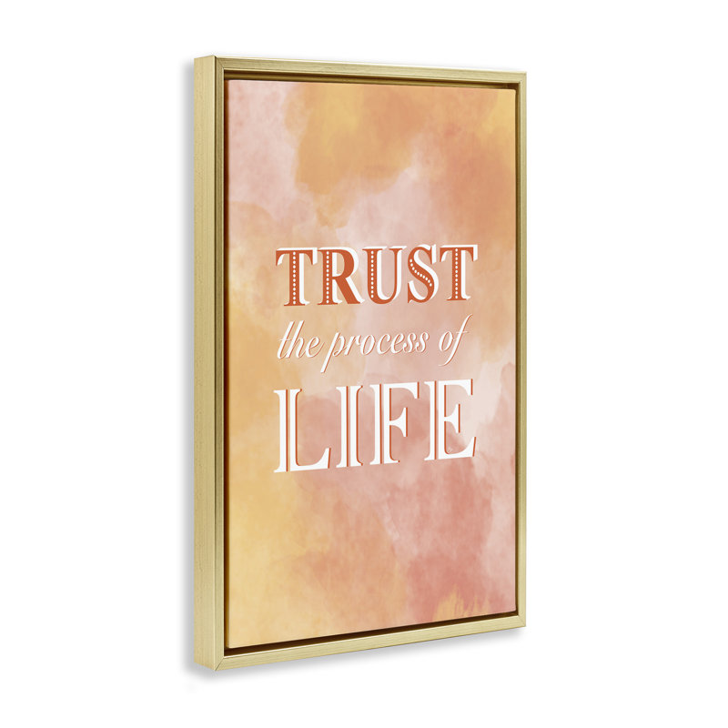Cadre flottant Trust The Process Of Life, design par Martina Pavlova, H 25 po x l 17 po, Cadre flottant métallique doré